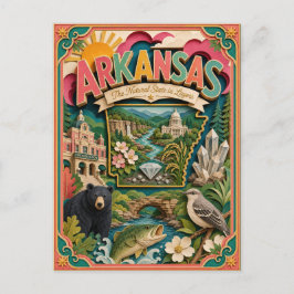 Postal Estados de PopCut Arkansas Arte en Papel Colorido