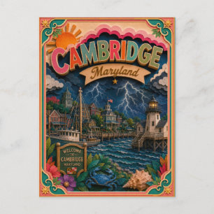 Postal Estados de PopCut Cambridge Maryland Arte en Papel