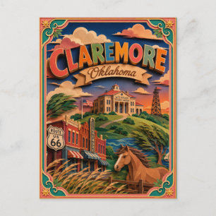Postal Estados de PopCut Claremore Oklahoma Arte de Papel