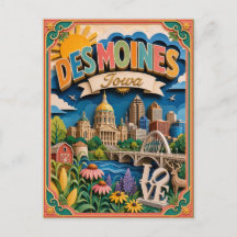 Estados de PopCut Des Moines Iowa Arte de Papel