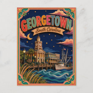 Postal Estados de PopCut Georgetown Carolina del Sur Arte