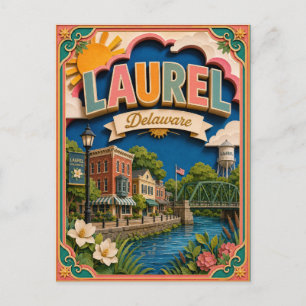 Postal Estados de PopCut Laurel Delaware Arte de Papel