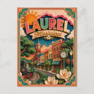 Postal Estados de PopCut Laurel Mississippi Arte de Papel