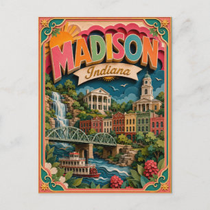 Postal Estados de PopCut Madison Indiana Arte en Papel