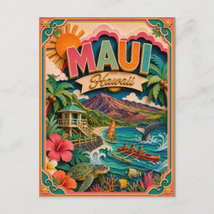 Postal Estados de PopCut Maui Hawái Arte de Papel