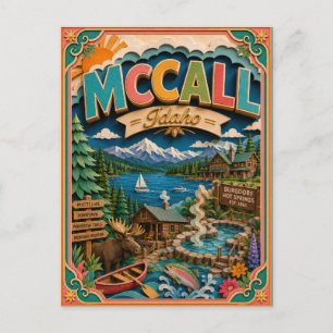 Postal Estados de PopCut McCall Idaho Arte en Papel