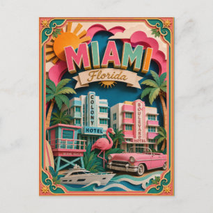 Postal Estados de PopCut Miami Florida Arte de Papel
