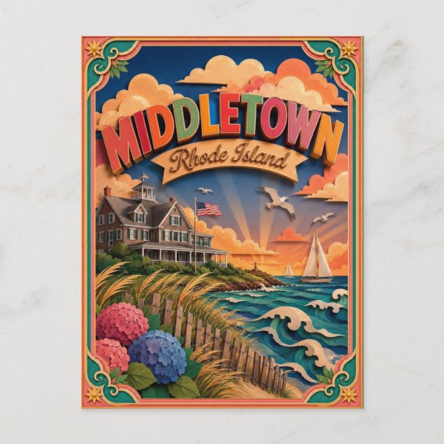 Postal Estados de PopCut Middletown Rhode Island Arte de  (Anverso)