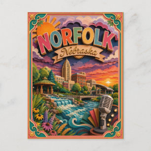 Postal Estados de PopCut Norfolk Nebraska Arte en Papel