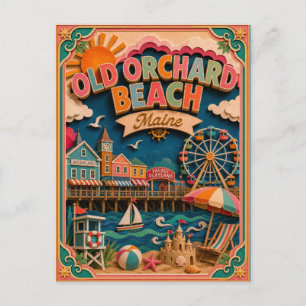 Postal Estados de PopCut Old Orchard Beach Maine Arte de