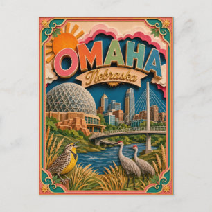 Postal Estados de PopCut Omaha Nebraska Arte de Papel