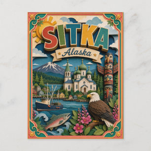 Postal Estados de PopCut Sitka Alaska Arte de Papel