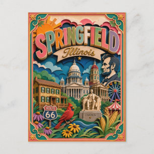 Postal Estados de PopCut Springfield Illinois Arte en Pap