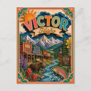 Postal Estados de PopCut Victor Idaho Arte de Papel
