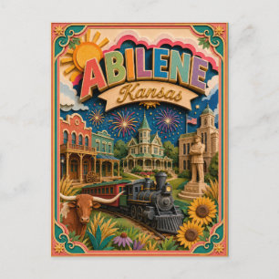 Postal Estados PopCut Abilene Kansas Arte de Papel