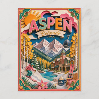 Postal Estados PopCut Aspen Colorado Arte de Papel
