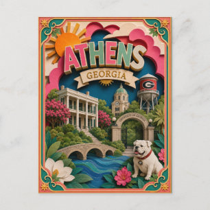 Postal Estados PopCut Atenas Georgia Arte de Papel