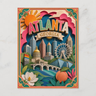Postal Estados PopCut Atlanta Georgia Arte de Papel