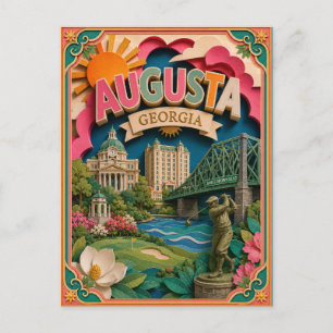 Postal Estados PopCut Augusta Georgia Arte de Papel