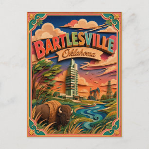 Postal Estados PopCut Bartlesville Oklahoma Arte de Papel