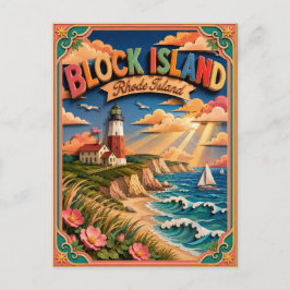 Postal Estados PopCut Block Island Rhode Island Arte de P