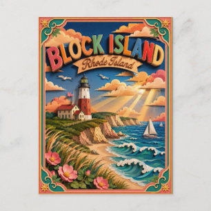 Postal Estados PopCut Block Island Rhode Island Arte de P