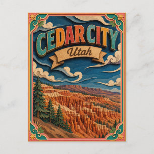 Postal Estados PopCut Cedar City Utah Arte de Papel