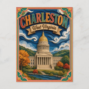 Postal Estados PopCut Charleston Virginia Occidental Arte