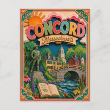 Estados PopCut Concord Massachusetts Arte en Papel