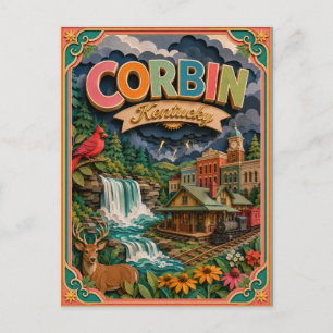 Postal Estados PopCut Corbin Kentucky Arte de Papel