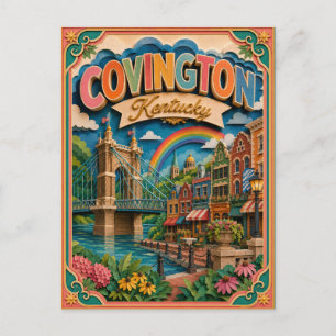 Postal Estados PopCut Covington Kentucky Arte en Papel