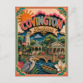 Postal Estados PopCut Covington Louisiana Arte en Papel