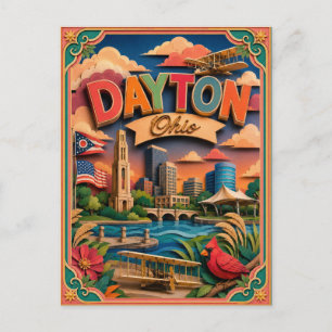 Postal Estados PopCut Dayton Ohio Arte en Papel