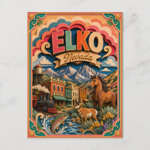 Postal Estados PopCut Elko Nevada Arte de Papel
