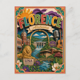 Postal Estados PopCut Florence Alabama Arte de Papel
