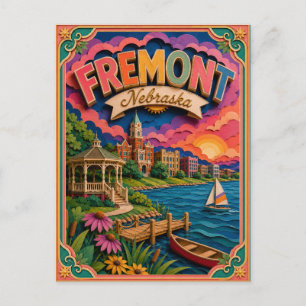 Postal Estados PopCut Fremont Nebraska Arte de Papel