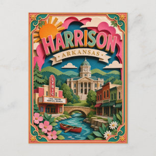Postal Estados PopCut Harrison Arkansas Arte de Papel