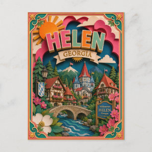 Postal Estados PopCut Helen Georgia Arte de Papel