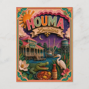 Postal Estados PopCut Houma Louisiana Arte de Papel
