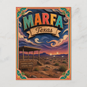 Postal Estados PopCut Marfa Texas Arte de Papel