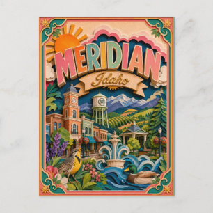 Postal Estados PopCut Meridian Idaho Arte de Papel