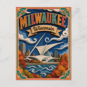 Postal Estados PopCut Milwaukee Wisconsin Arte en Papel