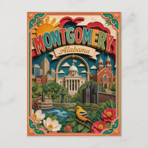 Postal Estados PopCut Montgomery Alabama Arte de Papel