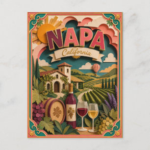 Postal Estados PopCut Napa California Arte de Papel