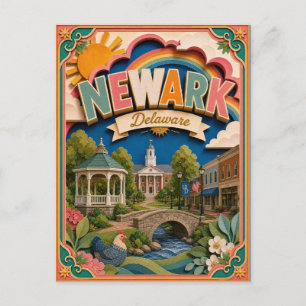 Postal Estados PopCut Newark Delaware Arte de Papel