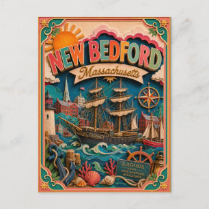 Postal Estados PopCut Nuevo Bedford Massachusetts Arte de