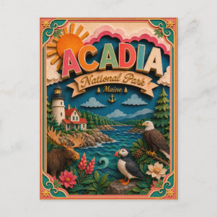 Postal Estados PopCut Parque Nacional Acadia Maine Arte d