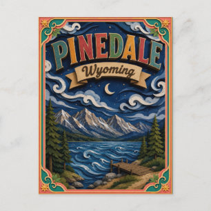Postal Estados PopCut Pinedale Wyoming Arte de Papel