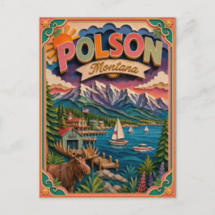 Postal Estados PopCut Polson Montana Arte de Papel