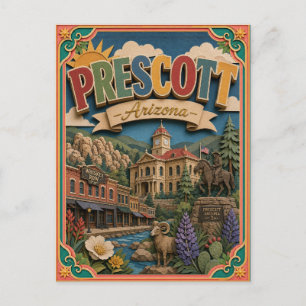 Postal Estados PopCut Prescott Arizona Arte de Papel